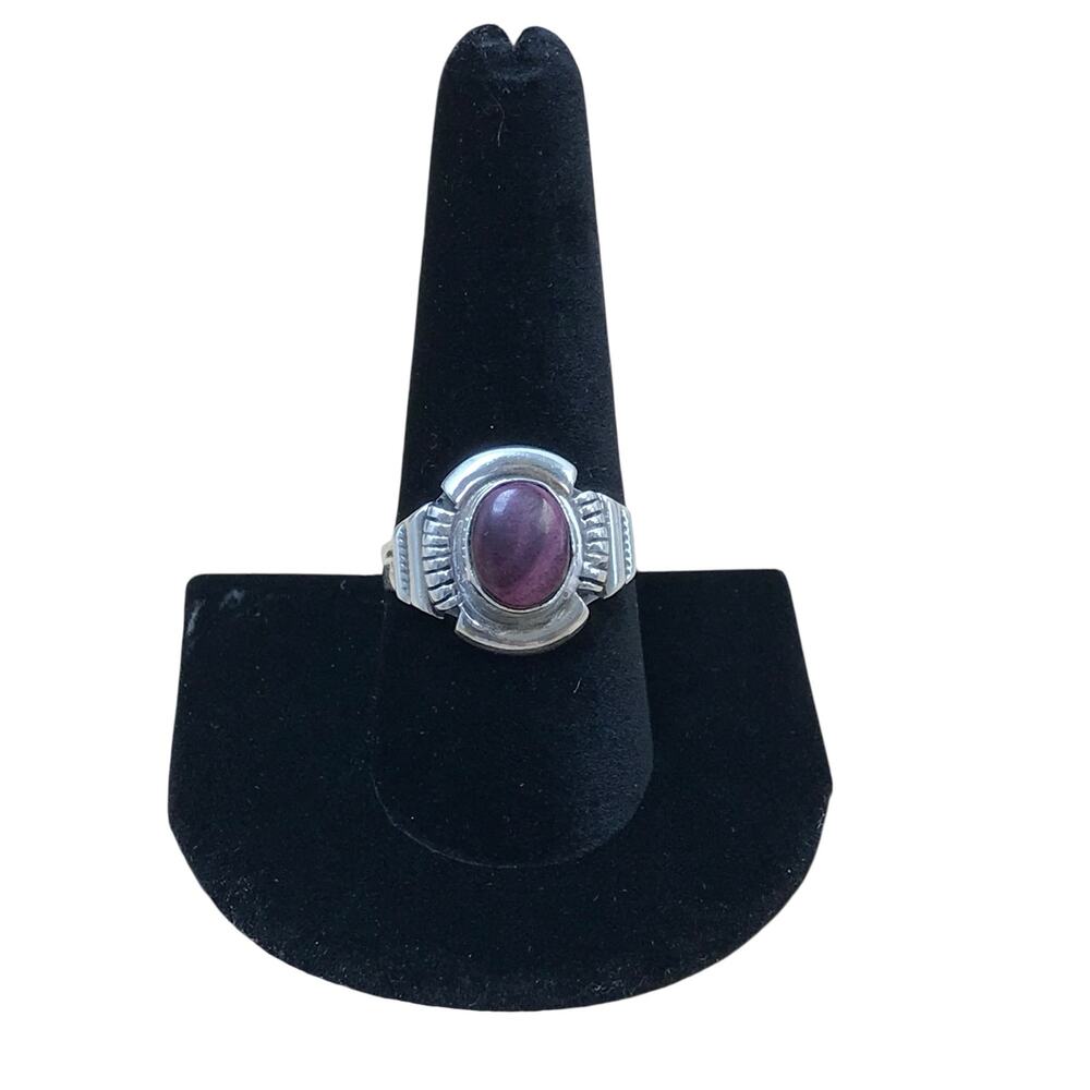 Roie Jacques Sterling Silver Purple Spiny Oyster Navajo Ring Size 9 Hand Made